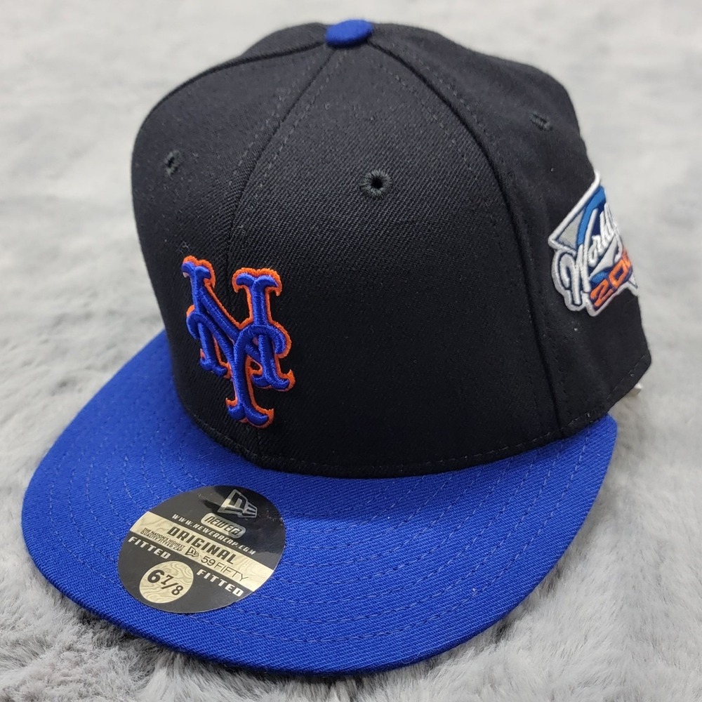 New York Mets 2000 World Series Hat Cap Mens 6-7/8 Black Wool MLB New Era 5950